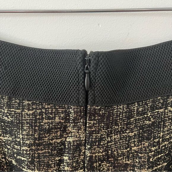 Lord & Taylor Black Gold Metallic Pleated Mini Skirt - Picture 7 of 8